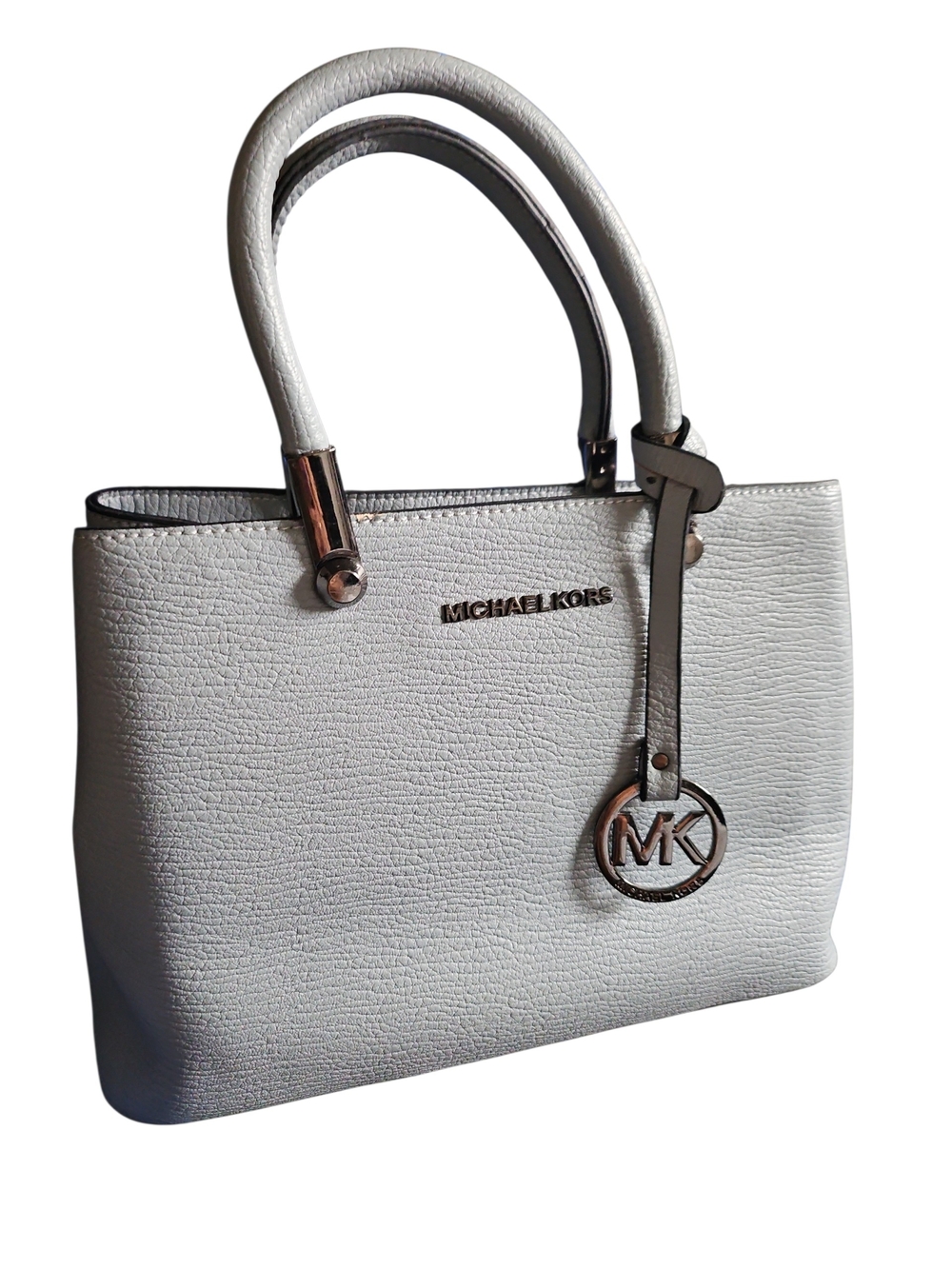 Michael Kors Dusty Blue/Gray Leather Satchel with MK Charm